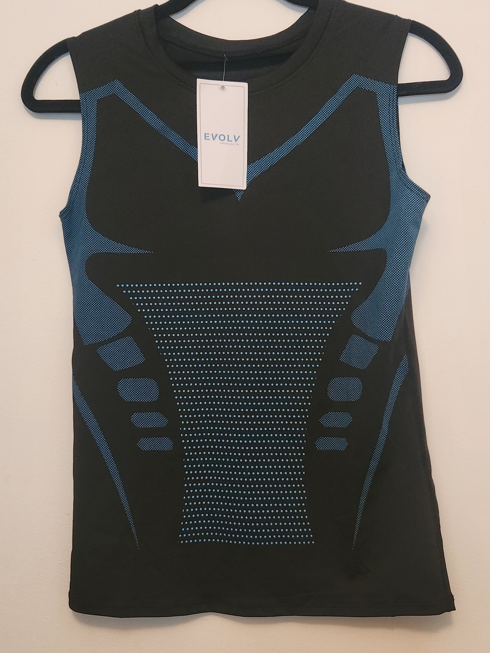 Evolv Men's Compression Tank Top with Blue Performance Accents Size S